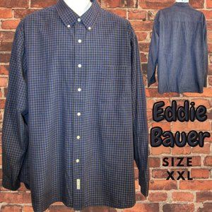 Eddie Bauer  Mens Button Down XXL Blue Plaid Shirt
